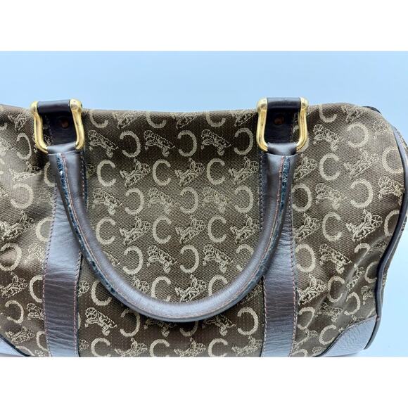 CELINE Vintage Macadam Sulky Boston Bag Brown Canvas Leather Purse | COA - Picture 10 of 16